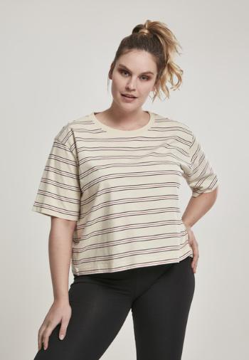 Urban Classics Ladies Short Multicolor Stripe Tee sand/black/white/firered - S