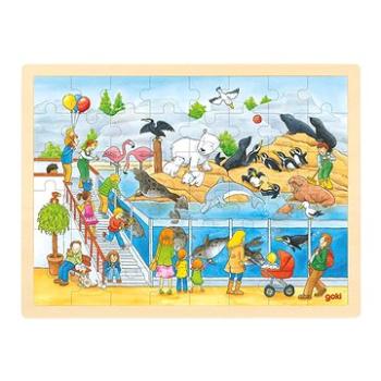 Goki Dřevěné puzzle Návštěva Zoo 48 dílků (57744)