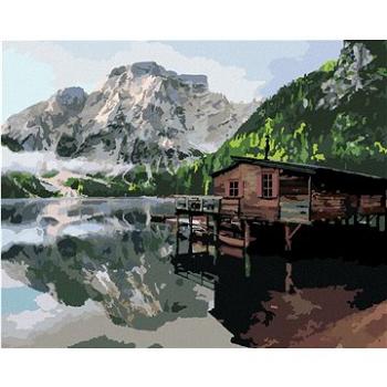 Zuty - Malování podle čísel - JEZERO S CHATOU A LODĚMI ITÁLIE, 80x100 cm, vypnuté plátno na rám (HRAmmb08163nad)