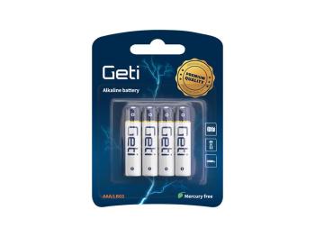 Baterie AAA (LR03) alkalická GETI 1,5V Blistr 4ks