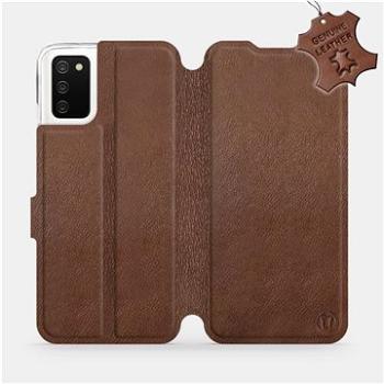 Kožené flip pouzdro Samsung Galaxy A02s - Hnědé -  Brown Leather (5903516654741)