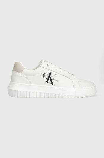 Kožené sneakers boty Calvin Klein Jeans CHUNKY CUPSOLE MONO LTH WN bílá barva, YW0YW00823