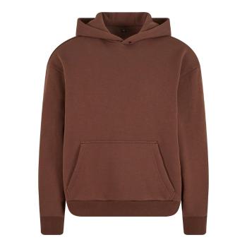 Build Your Brand Hebká pánská mikina přes hlavu Fluffy - Čokoládová | 5XL