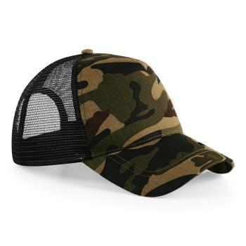 Beechfield Maskáčová kšiltovka se síťkou - Jungle Camo / černá