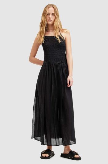 Bavlněné šaty AllSaints IRIS DRESS černá barva, maxi, W068DA