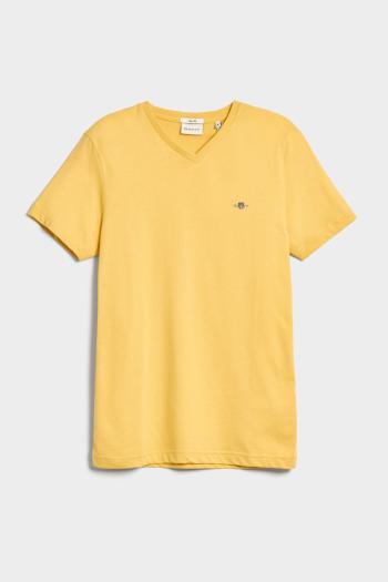 TRIČKO GANT SLIM SHIELD V-NECK T-SHIRT PARCHMENT YELLOW