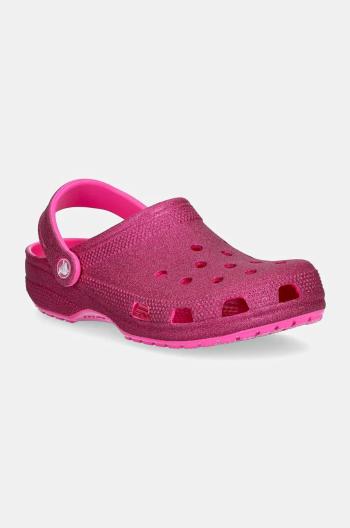 Pantofle Crocs Classic Glitter Clog dámské, růžová barva, 205942