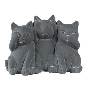 Šedá dekorace socha 3 kočky Cat Grey  - 22*10*16 cm 6TE0475