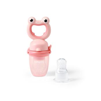 BABYONO Dudlík silikonový na krmení Frog pink 6m+