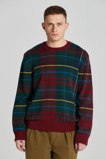 SVETR GANT TARTAN JACQUARD C-NECK PLUMPED RED