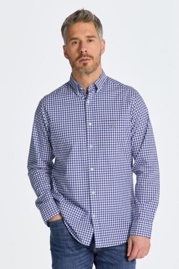 KOŠILE GANT REG POPLIN GINGHAM SHIRT COLLEGE BLUE