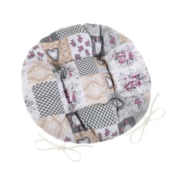 Bellatex Sedák DITA kulatý prošívaný Patchwork love, 40 cm