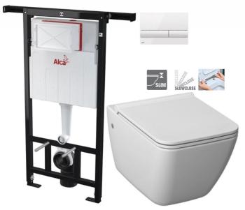 ALCADRAIN Jádromodul předstěnový instalační systém s bílým tlačítkem M1710 + WC JIKA PURE + SEDÁTKO SLOWCLOSE AM102/1120 M1710 PU2