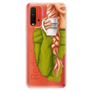 Odolné silikonové pouzdro iSaprio - My Coffe and Redhead Girl - Xiaomi Redmi 9T