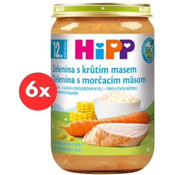 HiPP BIO Zelenina s krůtím masem 6 × 220 g (4062300447691)