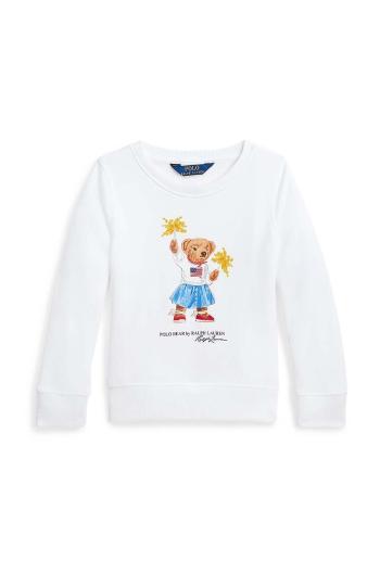 Dětská bavlněná mikina Polo Ralph Lauren bílá barva, s potiskem, 312945063001