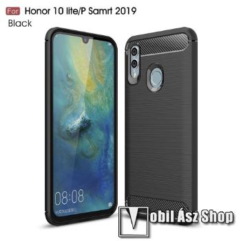 OTT! CARBON szilikon védő tok / hátlap - FEKETE - karbon mintás, ERŐS VÉDELEM! - HUAWEI P Smart (2019) / HUAWEI Honor 10 Lite