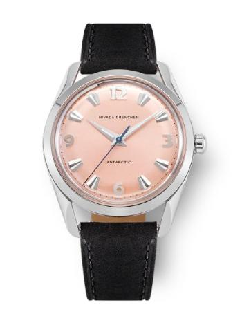 Nivada Grenchen Antarctic 35 mm Salmon - Black Leather