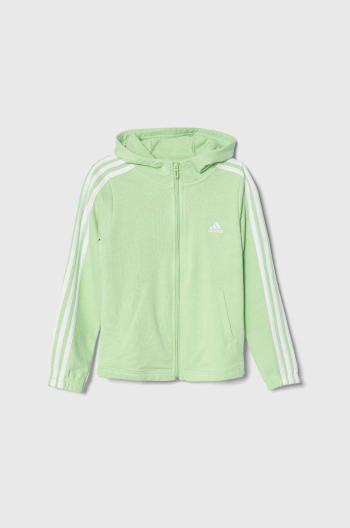 Dětská mikina adidas zelená barva, s kapucí, s aplikací