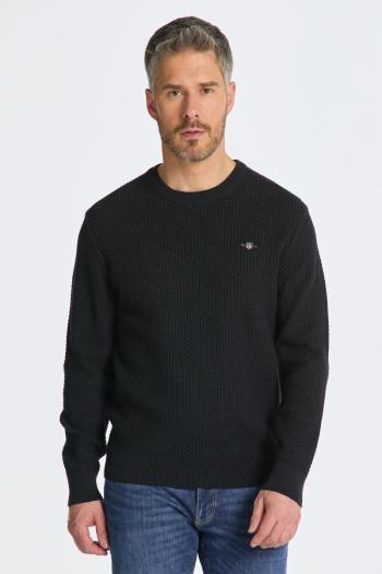 SVETR GANT COTTON TEXTURE C-NECK DK CHARCOAL MELANGE