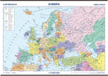 Evropa – státy a území – školní nástěnná mapa