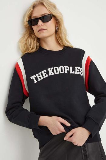 Bavlněná mikina The Kooples dámská, černá barva, s aplikací