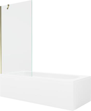 MEXEN/S Vega obdélníková vana 180 x 80 cm s panelem + vanová zástěna 90 cm, transparent, zlatá 550118080X9509000050