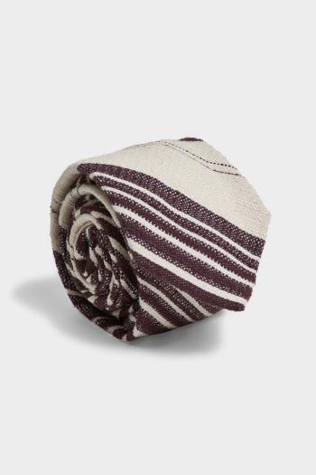 KRAVATA GANT RAW SILK STRIPE TIE CREAM