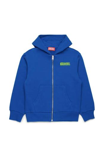 Detská bavlnená mikina Diesel SVOUGZIP OVER SWEAT-SHIRT s kapucňou, s potlačou, J02039