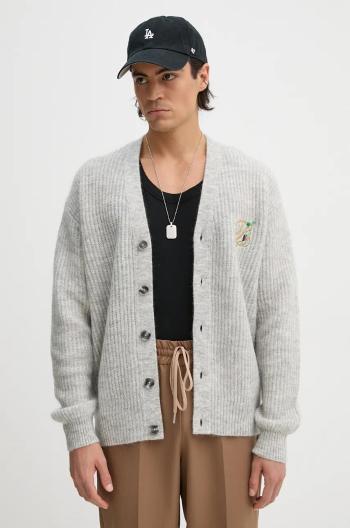 Vlněný svetr Drôle de Monsieur Le Cardigan D Raisin šedá barva, E.CA130.PA021.GY Le Cardigan D Raisin