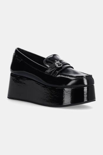 Kožené mokasíny Kurt Geiger London Mayfair Flatform Loafer dámské, černá barva, na platformě, 3518100309