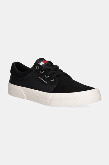 Tenisky Tommy Jeans TJM VULC. SKATER MIX MATERIAL pánské, černá barva, EM0EM01456