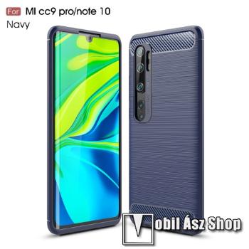 OTT! CARBON szilikon védő tok / hátlap - SÖTÉTKÉK - karbon mintás, ERŐS VÉDELEM! - Xiaomi Mi Note 10 / Xiaomi Mi Note 10 Pro / Xiaomi Mi CC9 Pro