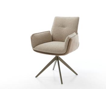 Otočná židle Nela-Flex směs materiálů béžová křížová podnož