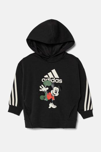 Dětská mikina adidas LK DY MM SWT černá barva, s kapucí, s potiskem, IV9624