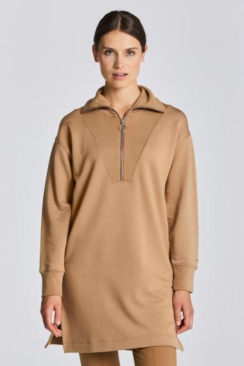 ŠATY GANT D1. HALF ZIP SWEAT DRESS WARM KHAKI