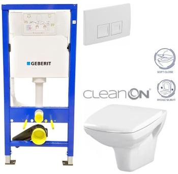 Geberit Duofix tlačítko DELTA50 bílé WC CERSANIT CARINA CLEANON + SEDÁTKO 458.103.00.1 50BI CA2