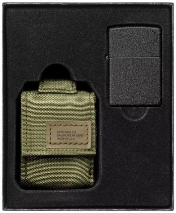 Zippo sada taktické pouzdro zelené + zippo zapalovač 26075 black crackle