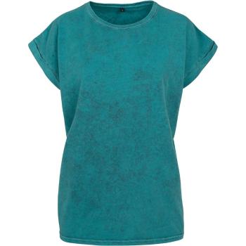 Build Your Brand Ležérní dámské tričko Acid Washed - Teal / černá | S