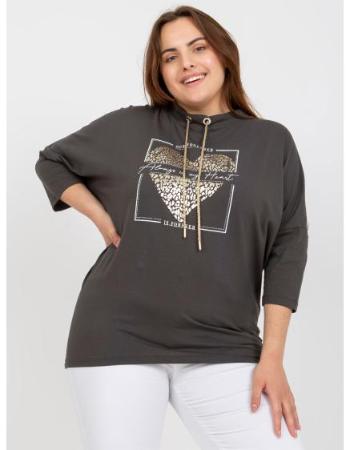 Dámská halenka bavlněná plus size MARAYANN khaki 