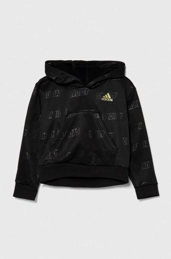 Dětská mikina adidas JG BLUV Q4 HD černá barva, s kapucí, vzorovaná