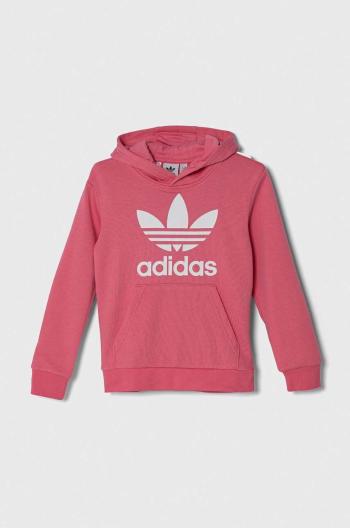 Dětská mikina adidas Originals TREFOIL HOODIE růžová barva, s kapucí, s potiskem