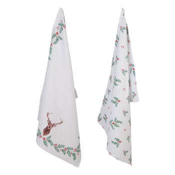 Sada 2 bavlněných kuchyňských utěrek  Holly Christmas - 50*70 cm HCH42SET