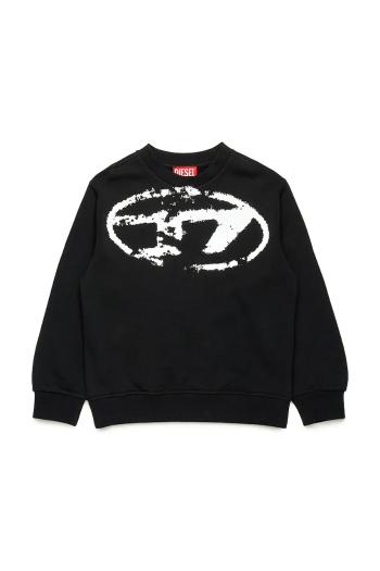 Detská bavlnená mikina Diesel SBOXTN5 OVER SWEAT-SHIRT čierna farba, s potlačou, J02213