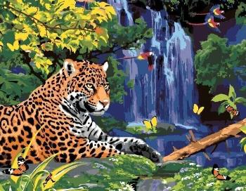 Zuty Maľovanie podľa čísel Jaguár pri vodopáde a papagáje (Howard Robinson)