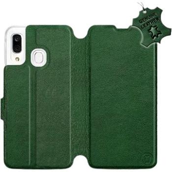 Flip pouzdro na mobil Samsung Galaxy A40 - Zelené - kožené -   Green Leather (5903226864355)