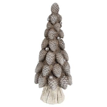 Hnědá dekorace vánoční stromek se šiškami Christmas Tree - Ø 7*19 cm 6PR4298