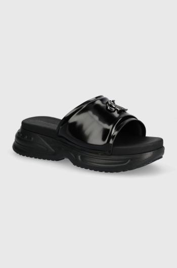 Pantofle Calvin Klein Jeans CHUNKY COMF SLIDE MTR dámské, černá barva, na platformě, YW0YW01506