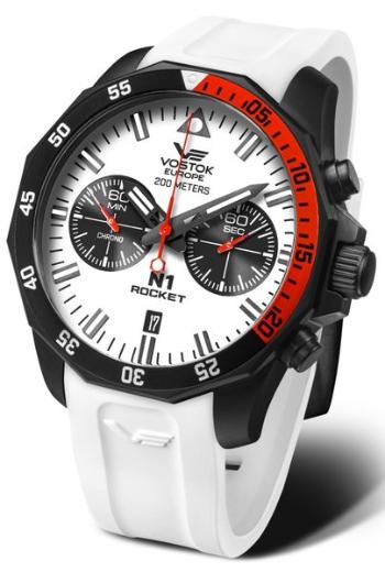 Vostok Europe N-1 Rocket Chrono Line 6S21-225C620S - Bílý silikonový řemínek