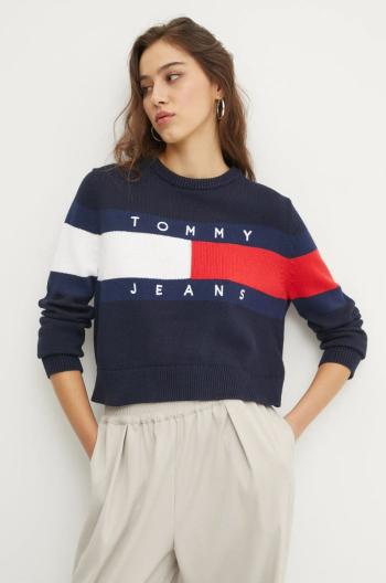 Bavlněný svetr Tommy Jeans tmavomodrá barva, DW0DW19335